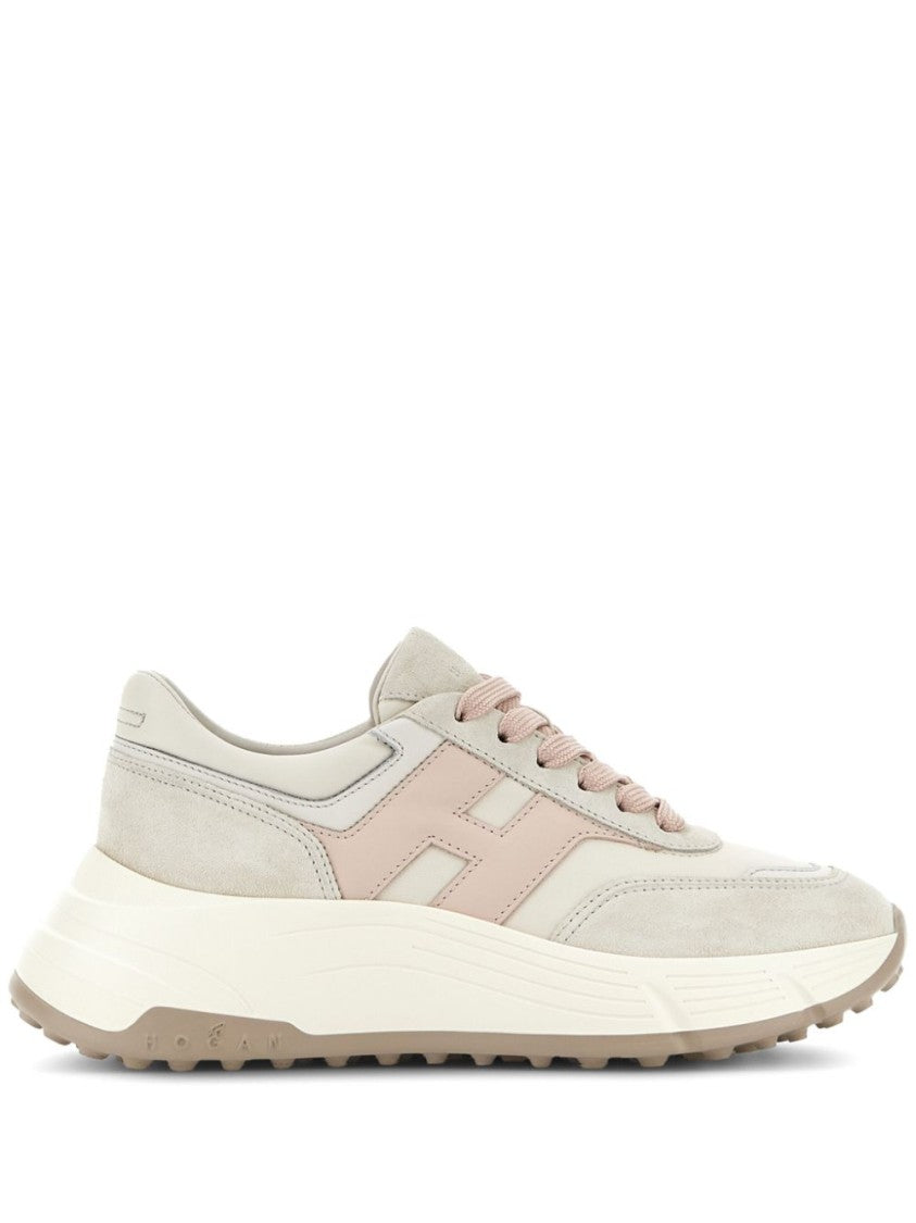 Hogan Beige Sneakers With Textured Upper And Sole