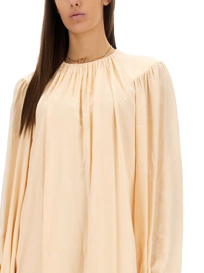 Chloé Shirred Mini Silk Dress