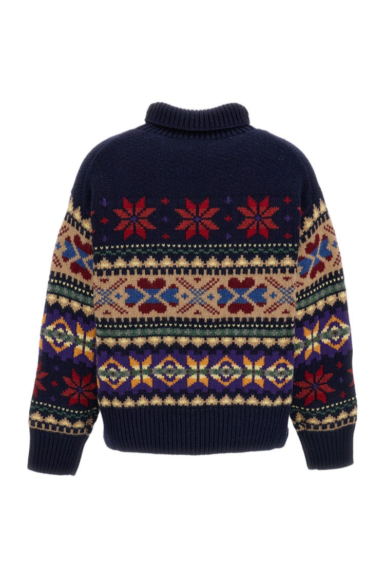 Polo Ralph Lauren Multicolor Ribbed Wool-Cashmere Turtleneck Sweater