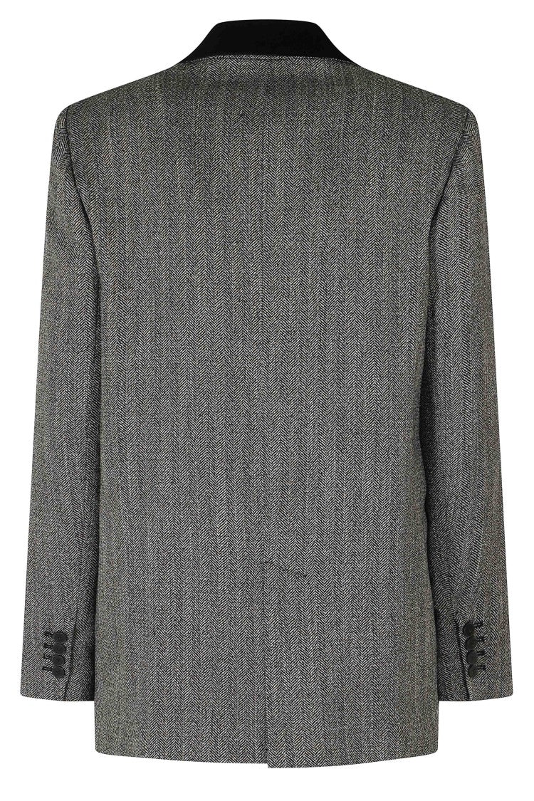 Forte Forte Black Velvet Collar Chevron Polyester-Blend Blazer