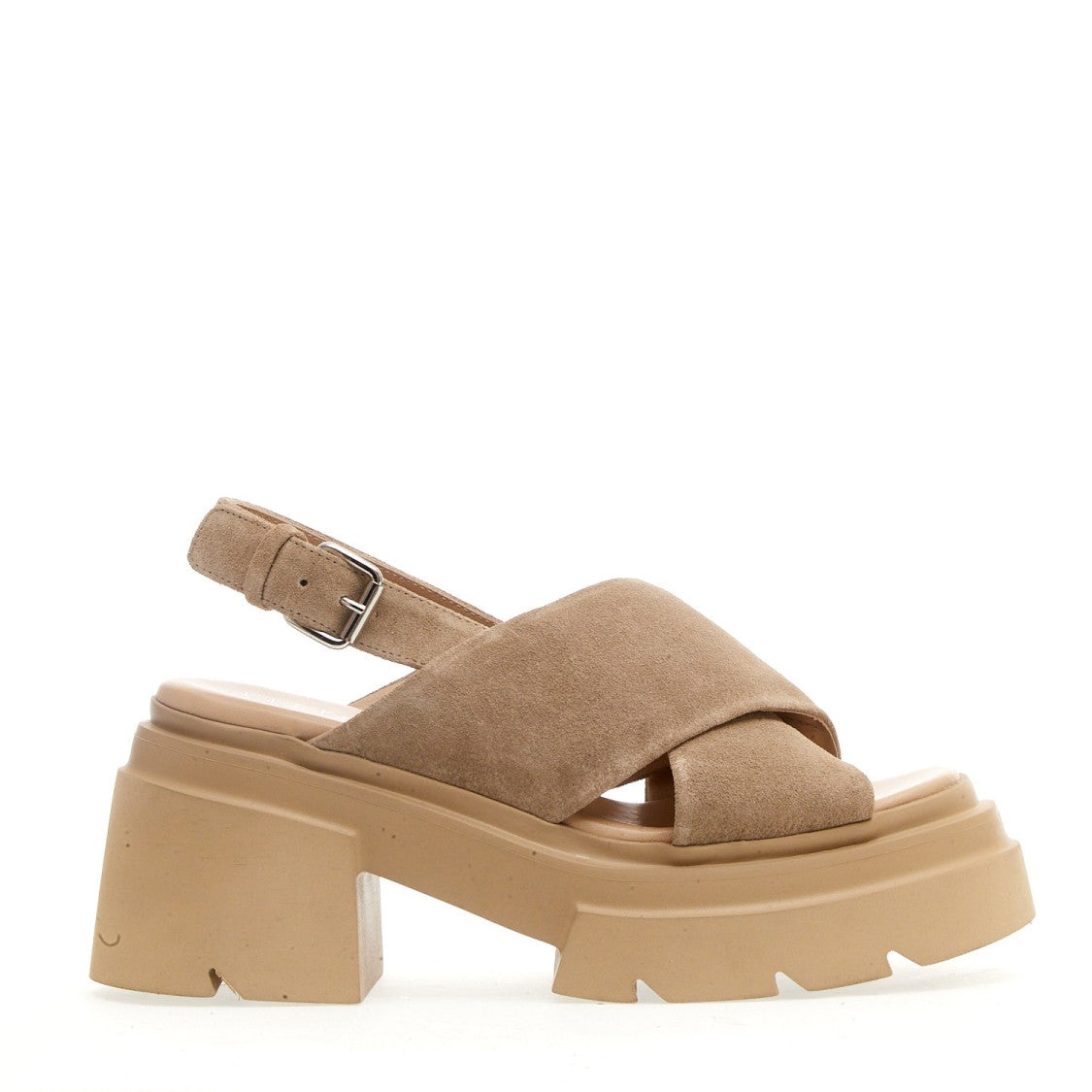 Elena Iachi Beige Suede Rubber Bottom Sandal