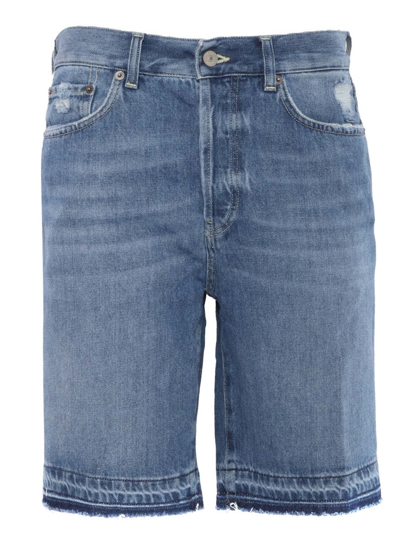 Dondup Denim Shorts With Classic Cut And Frayed Hem