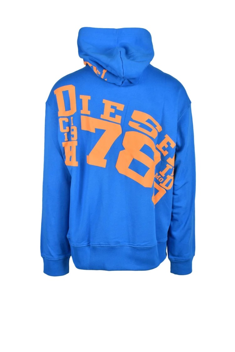 Diesel Light Blue Hooded Cotton Sweatshirt