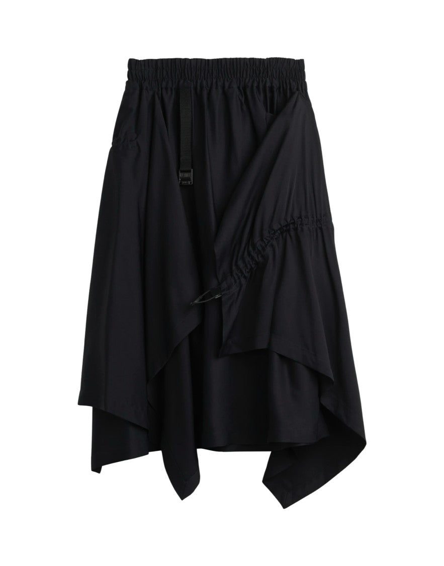 Y-3 Asymmetrical Black Midi Skirt With Layered Panels And Gathered Waist