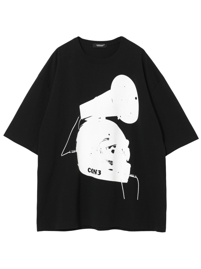 Undercover Graphic Print Black T-Shirt With Ribbed Cuffs