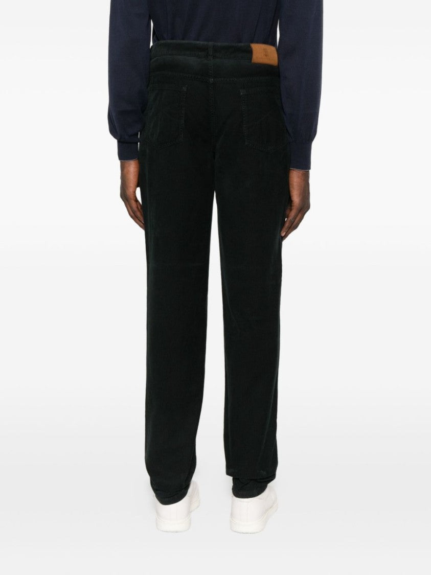 Brunello Cucinelli Straight-Leg Black Trousers With Subtle Stitching