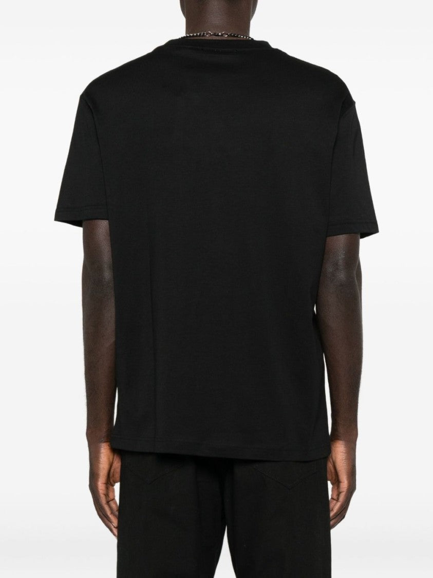 John Richmond Short-Sleeve Black T-Shirt With Textured Embossed Logo