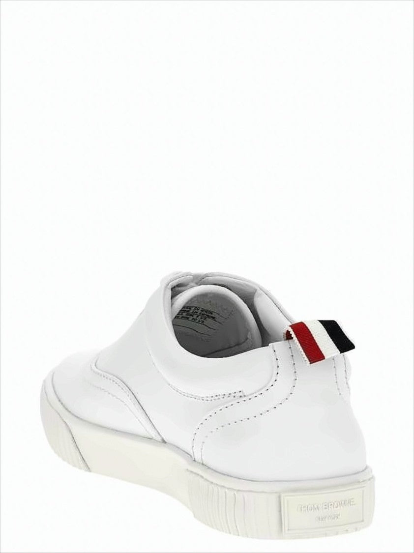 Thom Browne Low-Top Calf Leather Sneakers With Tricolor Pull Tab