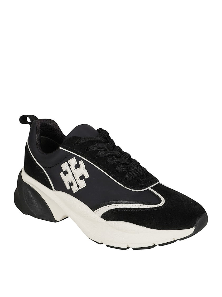 Tory Burch Refined Black Sneakers With Suede Overlays