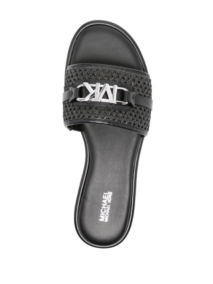 Michael Kors Woven Upper Mules With Metallic Accent