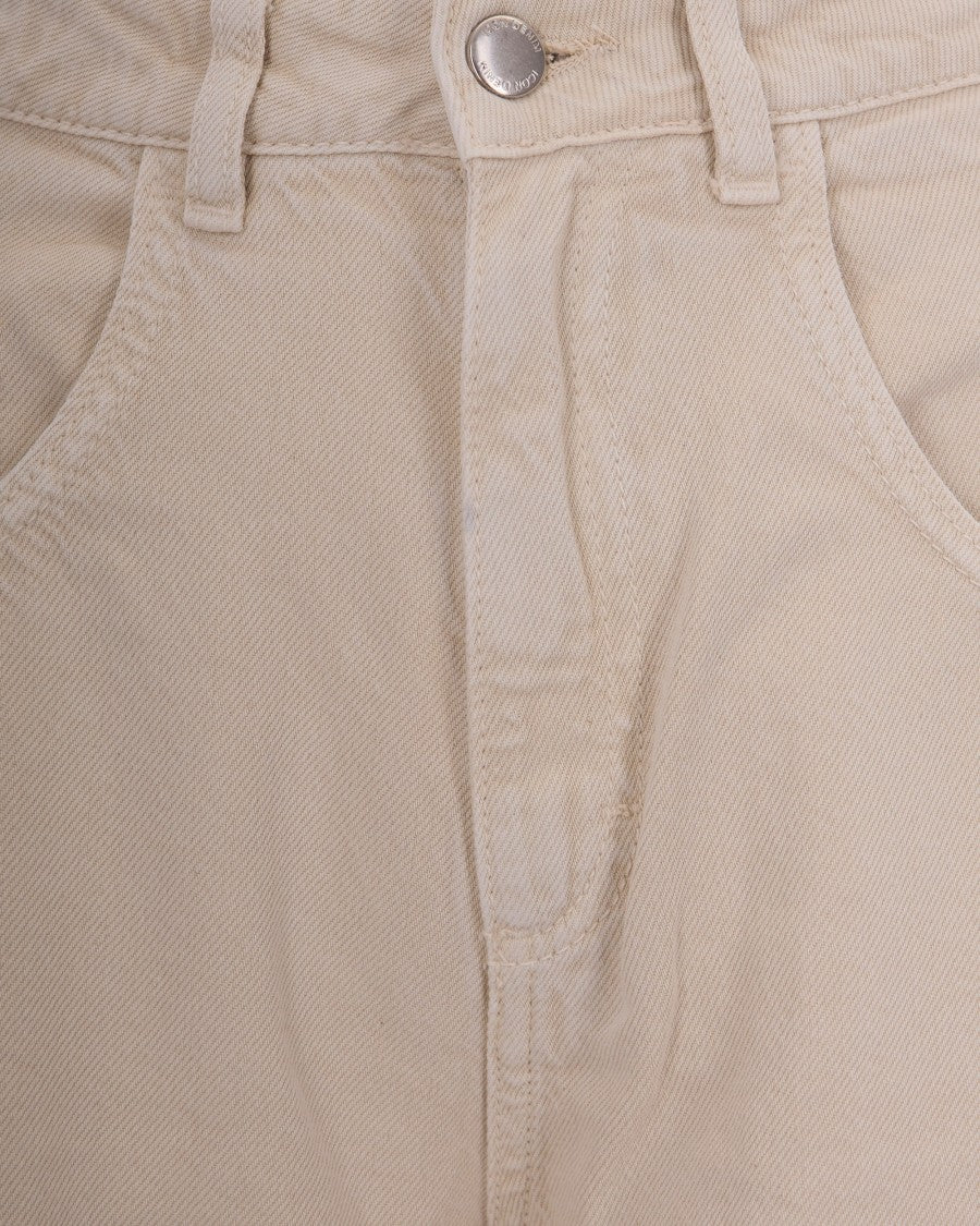 Icon Denim Wide-Leg Beige Jeans With Mid-Rise Waist And Timeless Appeal