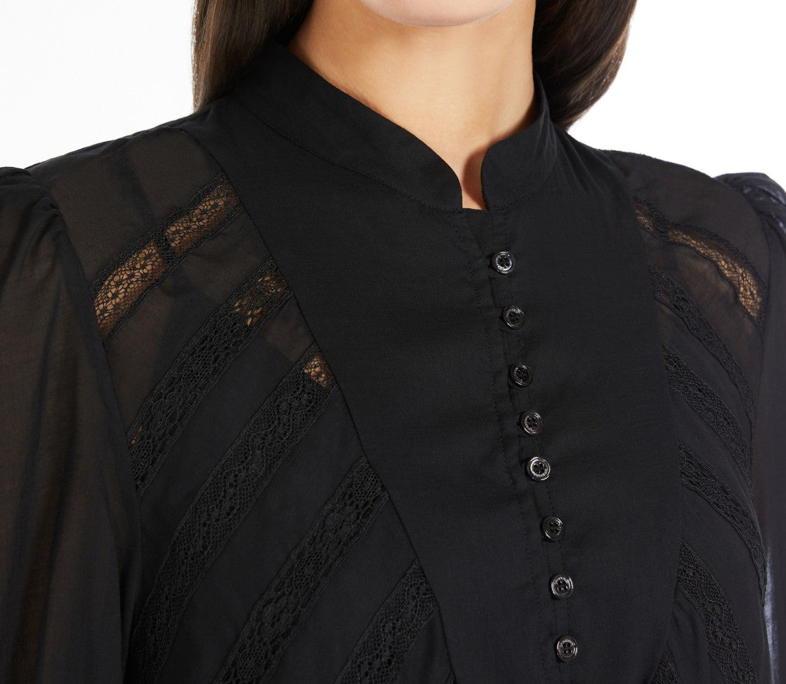 Max Mara Ruffled Black Mini Dress