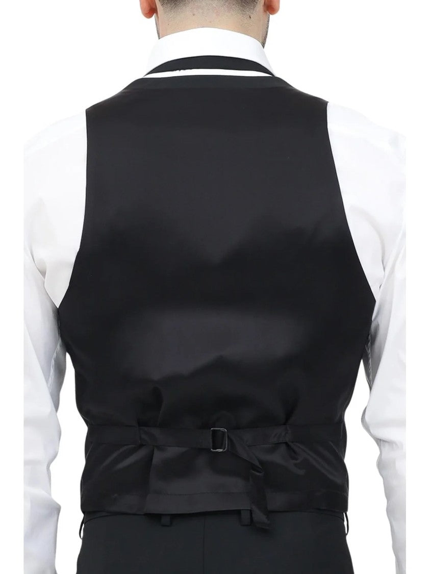 Patrizia Pepe Black Tailored Virgin Wool-Blend Vest