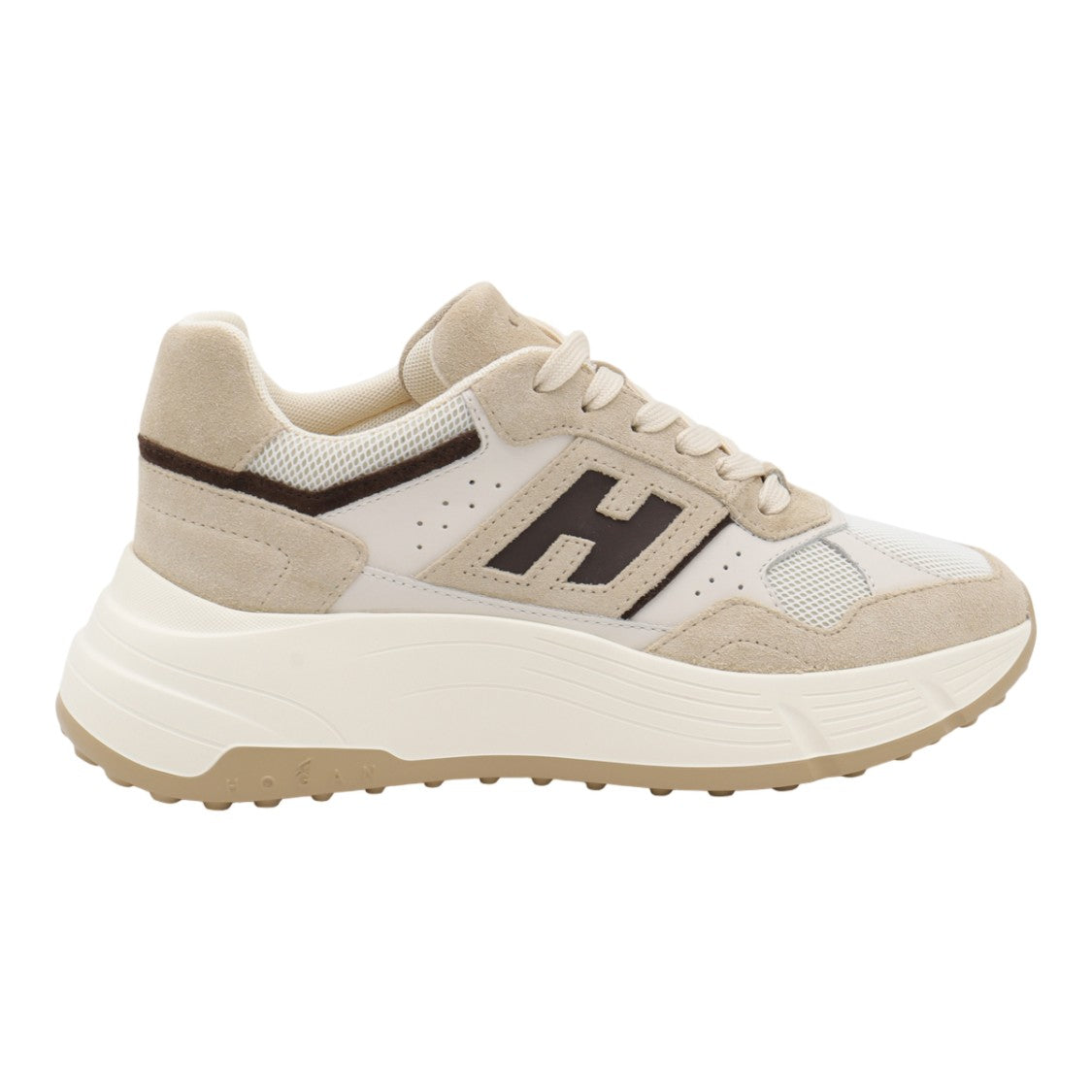 Hogan Sneakers With Beige Suede And Mesh Upper