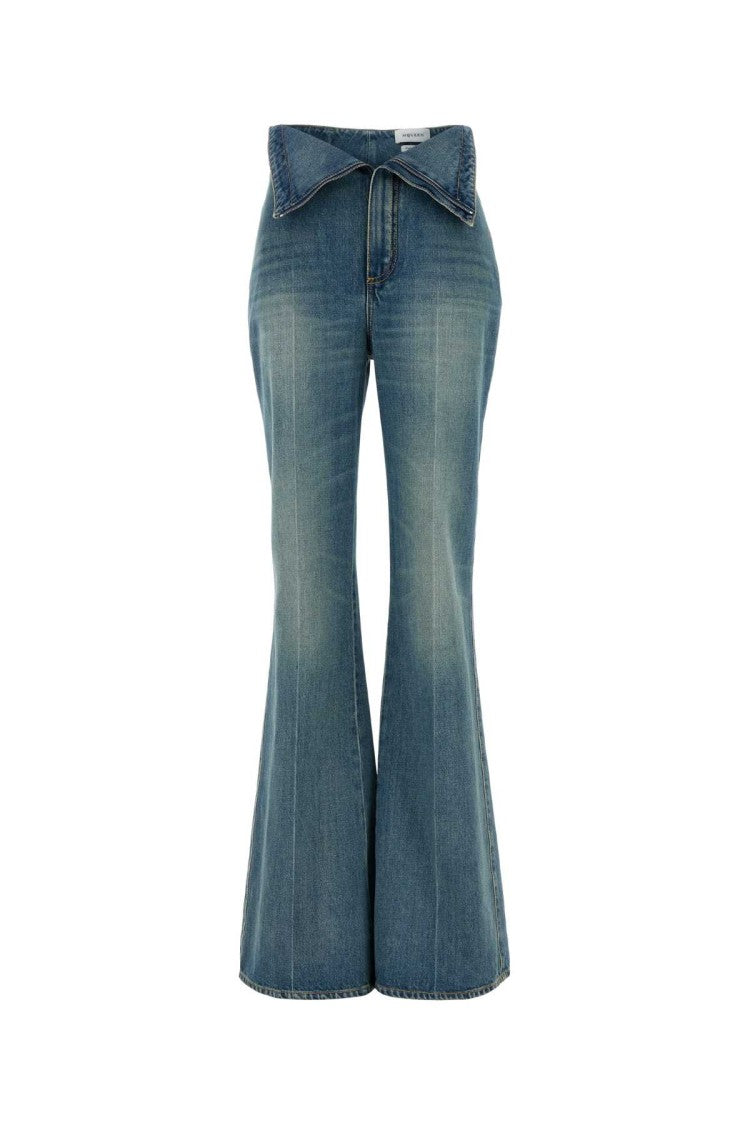 Alexander Mcqueen High-Waisted Flared Denim Jeans With Tie Detail