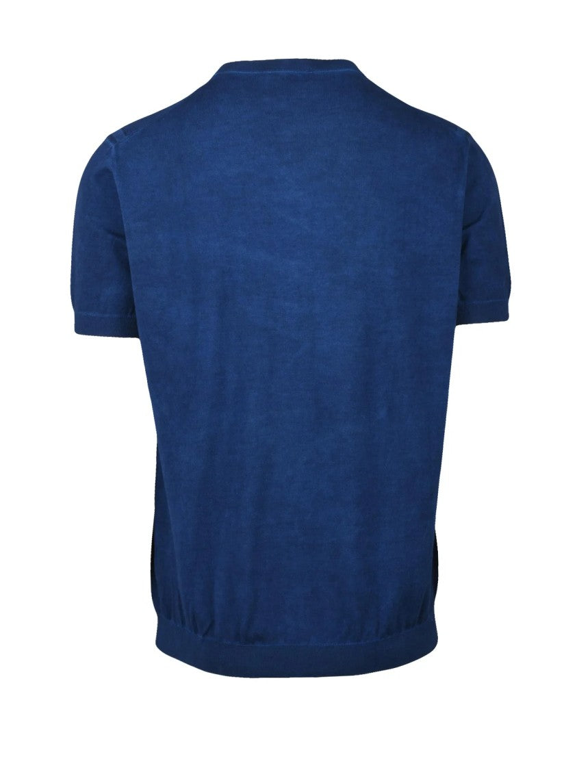 Kangra Crew Neck Cotton Sweater With Short Sleeves And Fitted Hemline