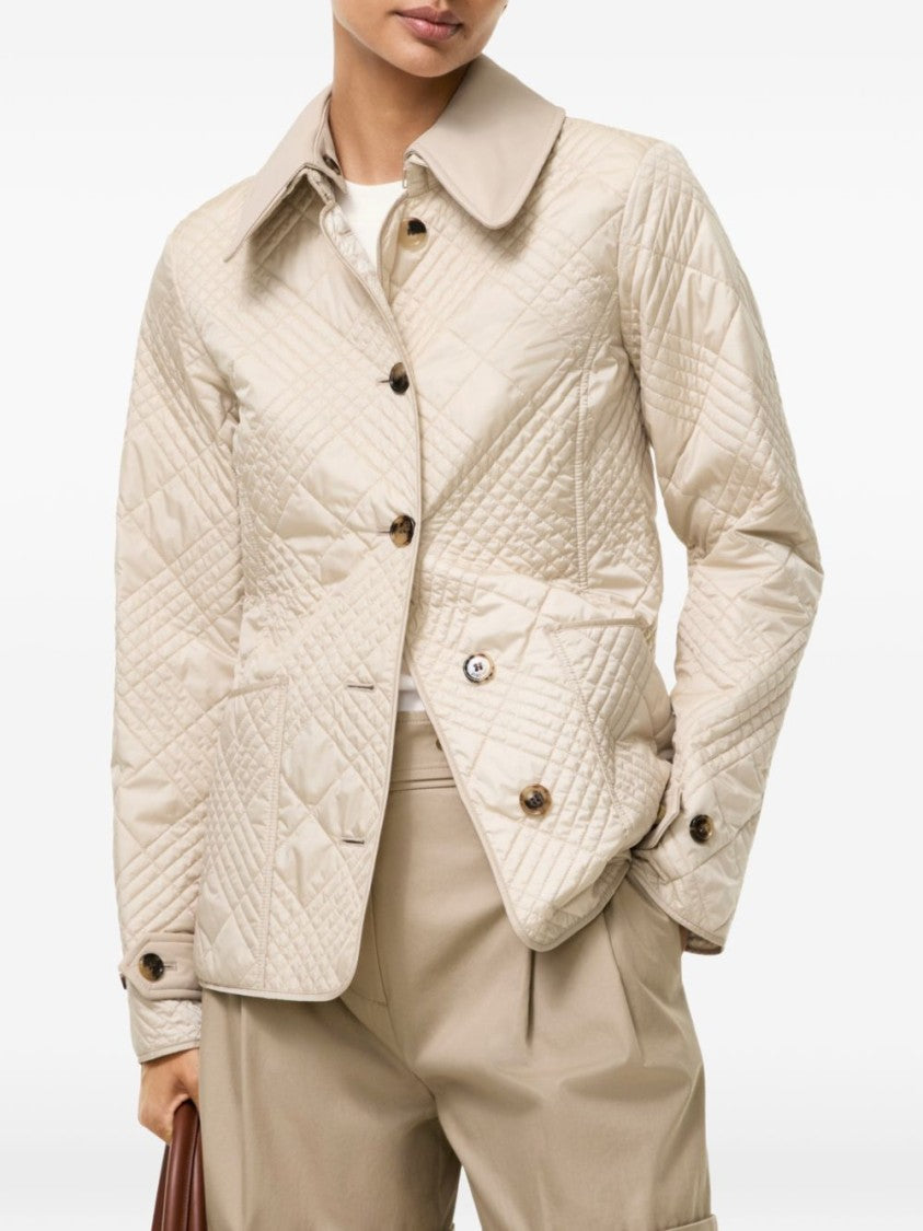 Burberry Quilted Button-Down Tailored Silhouette Jacket