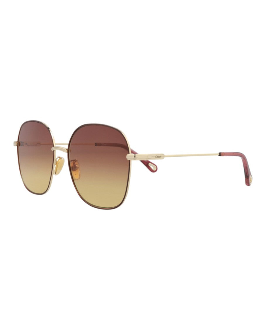 Chloé Square-Frame Metal Sunglasses With Gradient Lenses And Adjustable Nose Pads