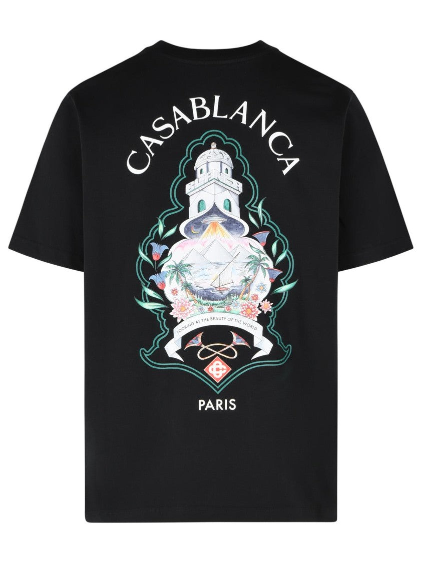 Casablanca 'Hotel Emblem' Black Cotton T-Shirt