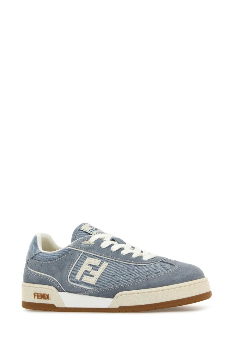 Fendi Light Blue Denim And Suede Fendi Match Sneakers