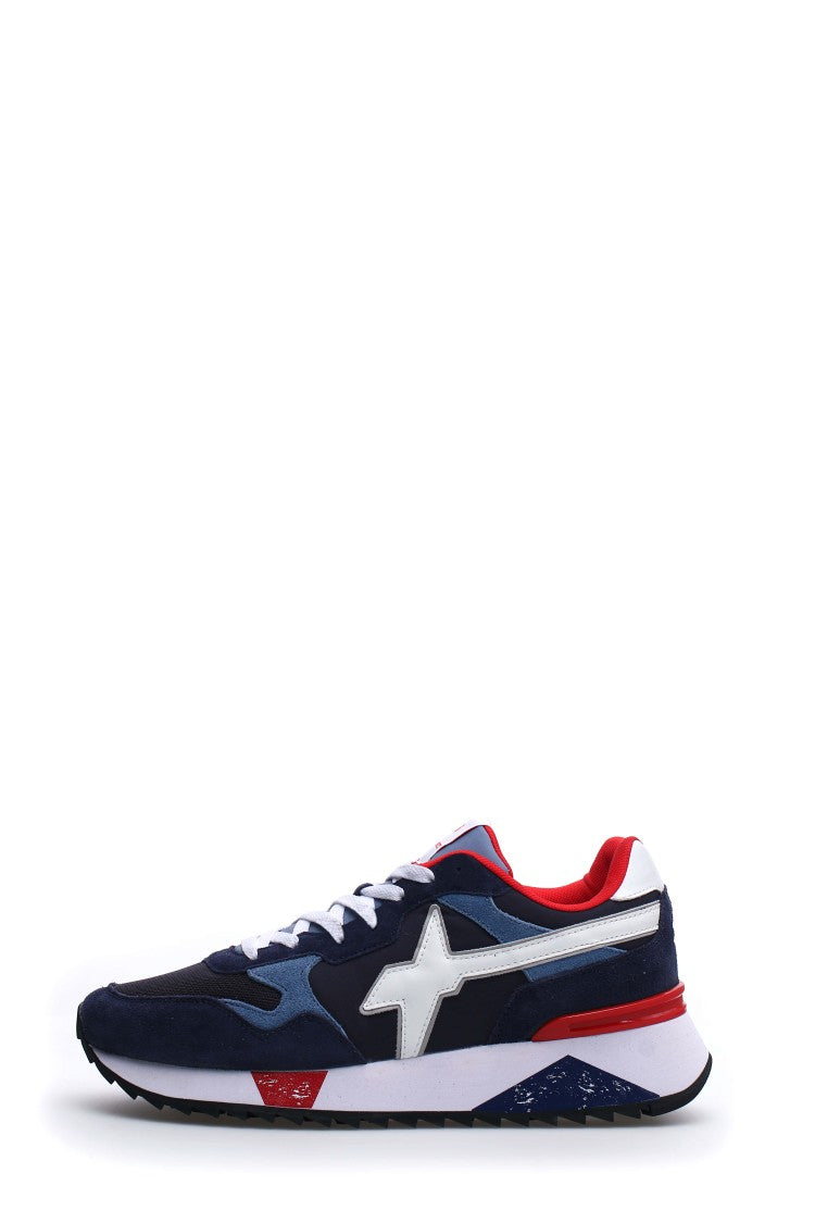 W6yz Blue Leather And Fabric Shoes