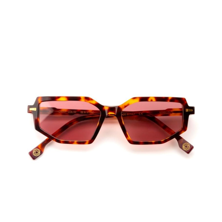 Kyme Dalia Geometric Tortoiseshell Sunglasses With Reddish Tinted Lenses
