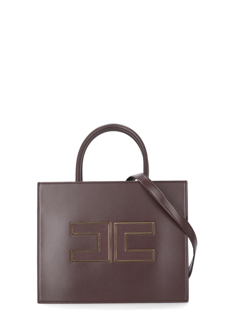 Elisabetta Franchi Bordeaux Structured Shoulder Bag