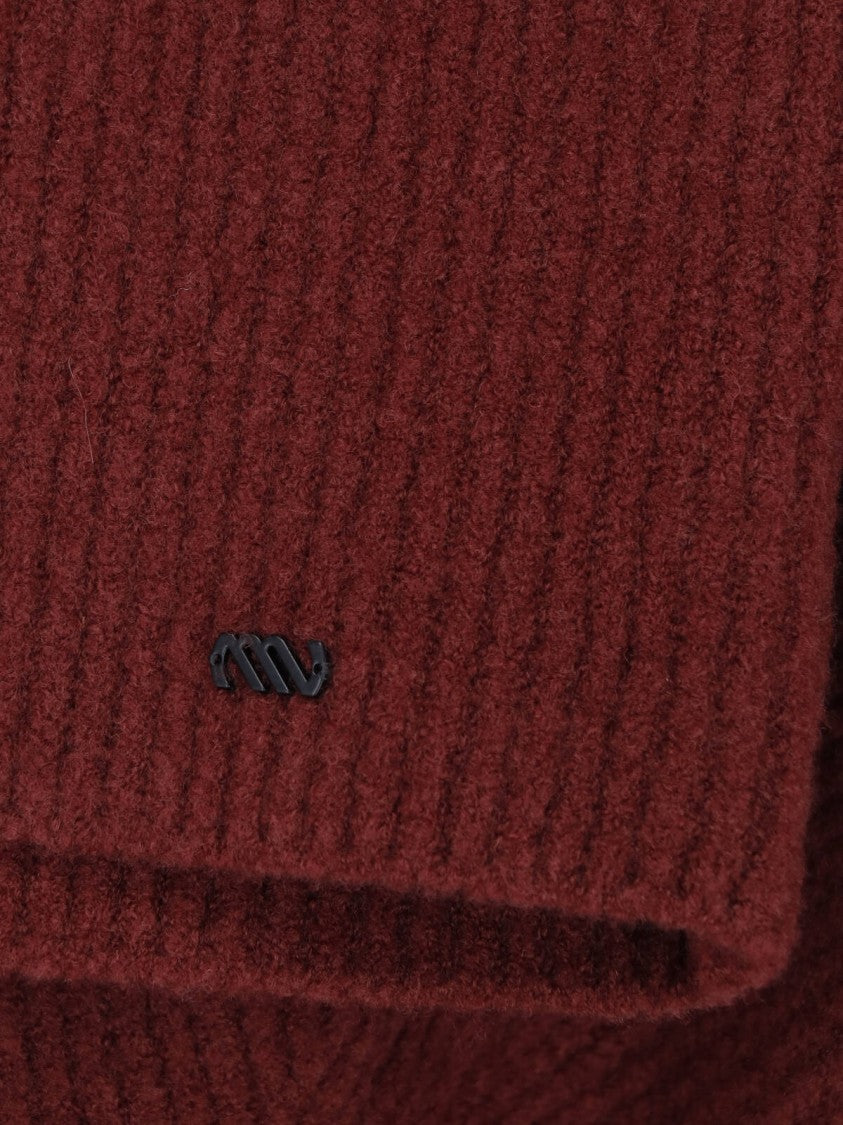 Massimo Osti Studio Bordeaux Wool-Blend Ribbed Zip-Through Knit