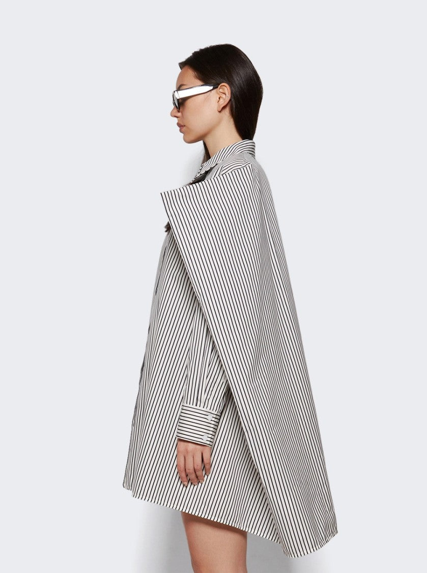 Proenza Schouler Isla Dress In Stripe Cotton Silk Poplin Navy