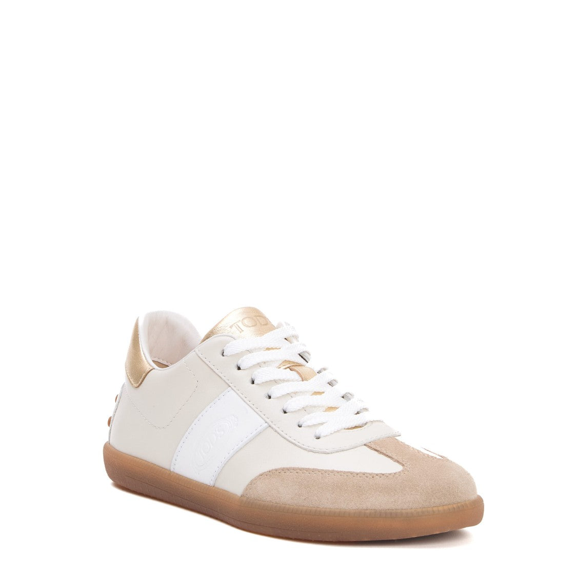 Tod's Cassetta Leather Cream Gold Sneakers