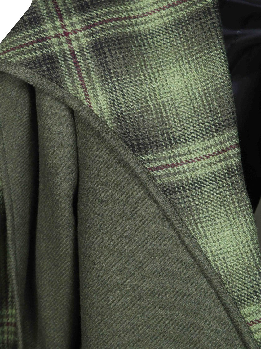 The Attico Oversized Olive Green Plaid Cape Coat