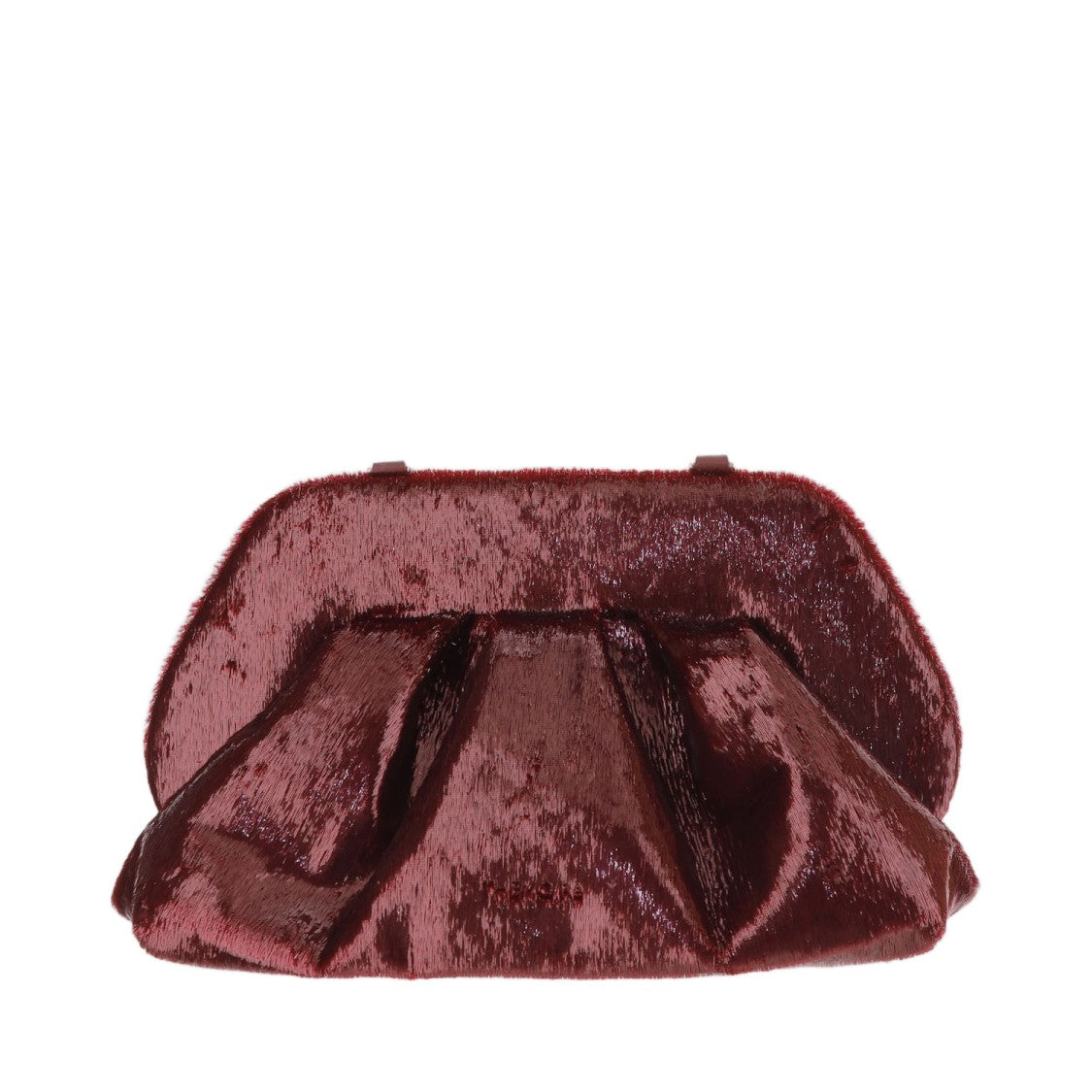 Themoirè Burgundy Ruched Detachable Strap Shoulder Bag