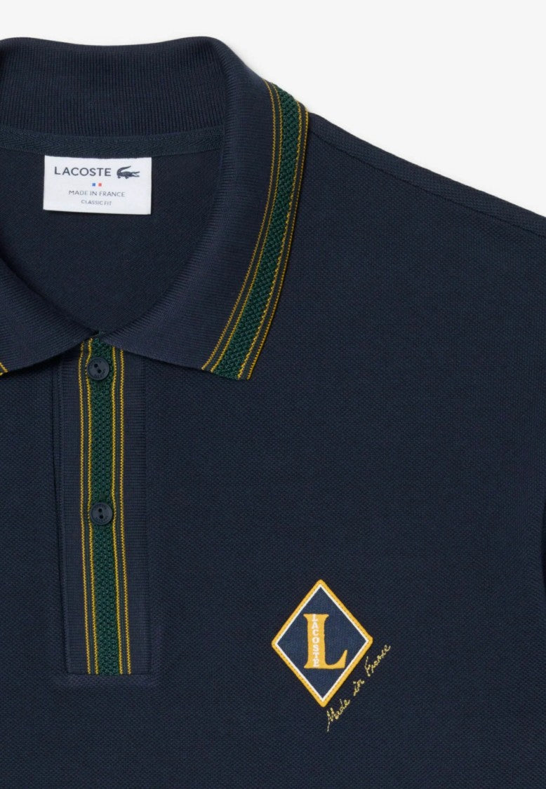 Lacoste Short-Sleeved Contrast-Collar Emblem Polo Shirt