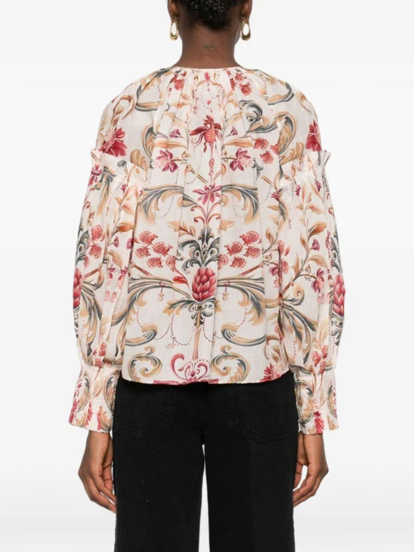 Farm Rio Multicolor Floral Print Cotton Blouse