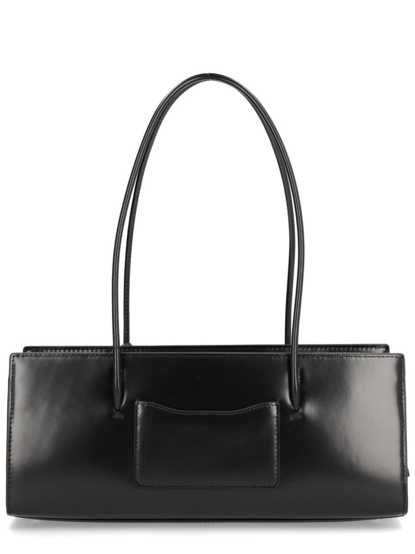 Marc Jacobs Black Glam Mirror Leather Flower Charm Satchel