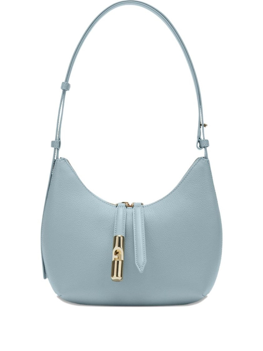 Furla Light Blue Top Zip Handbag With Detachable Handle