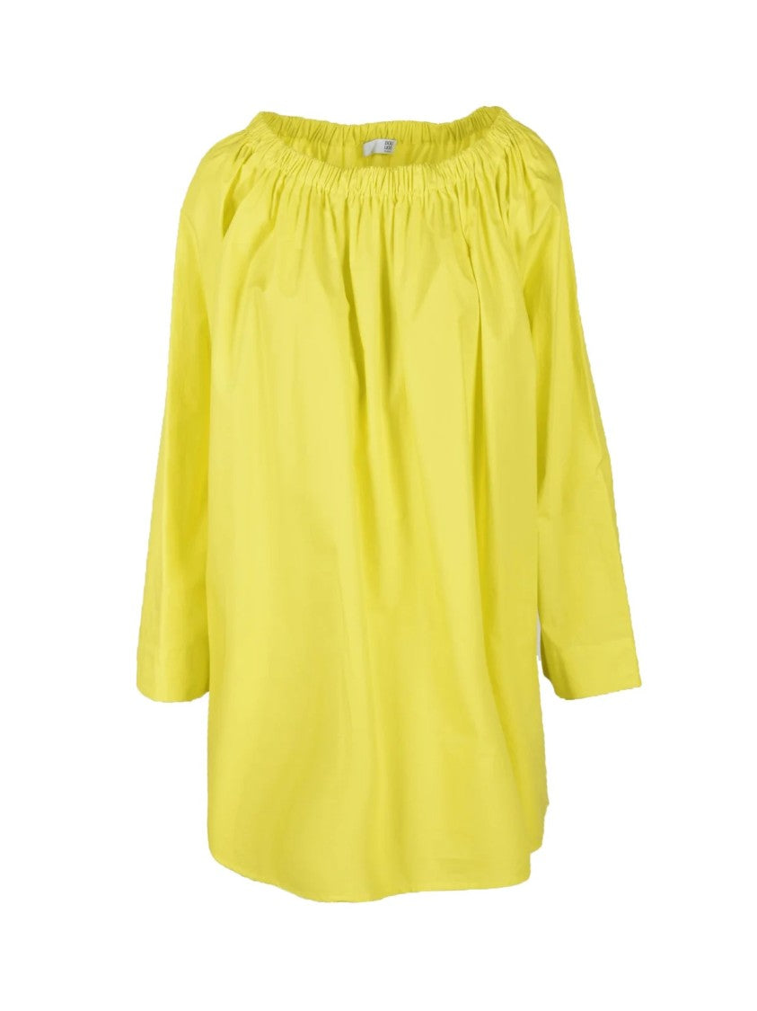 Douuod Yellow Loose-Fitting Elasticized Cotton Day Dress