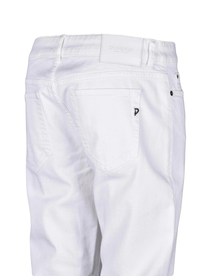 Dondup Rose White Mid-Rise Cone-Leg Stretch Cotton Jeans