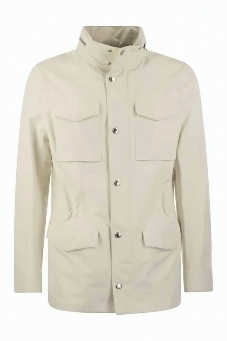 Brunello Cucinelli Structured Linen And Silk Blend Jacket With High Collar