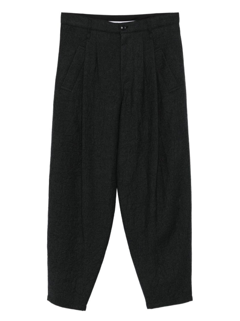 Giorgio Armani Single-Pleat Trousers In Pure Virgin Wool Flannel