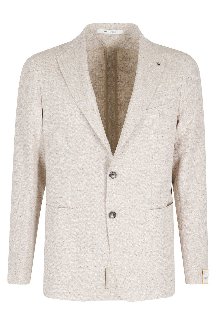 Tagliatore Brown Montecarlo 1 Mesh Effect Cotton-Blend Blazer