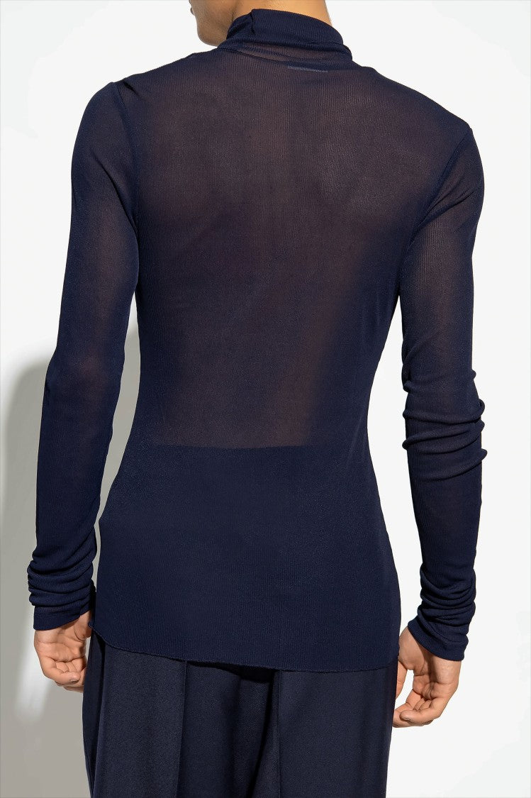 Ami Paris Ribbed Turtleneck Sweater With Slim Fit