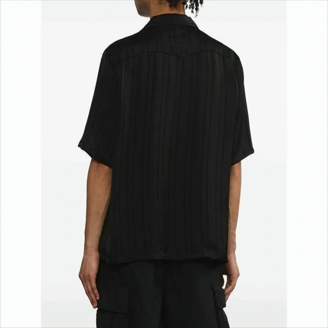 Needles Textured Black Short-Sleeved Shirt With Classic Collar And Chest Pockets