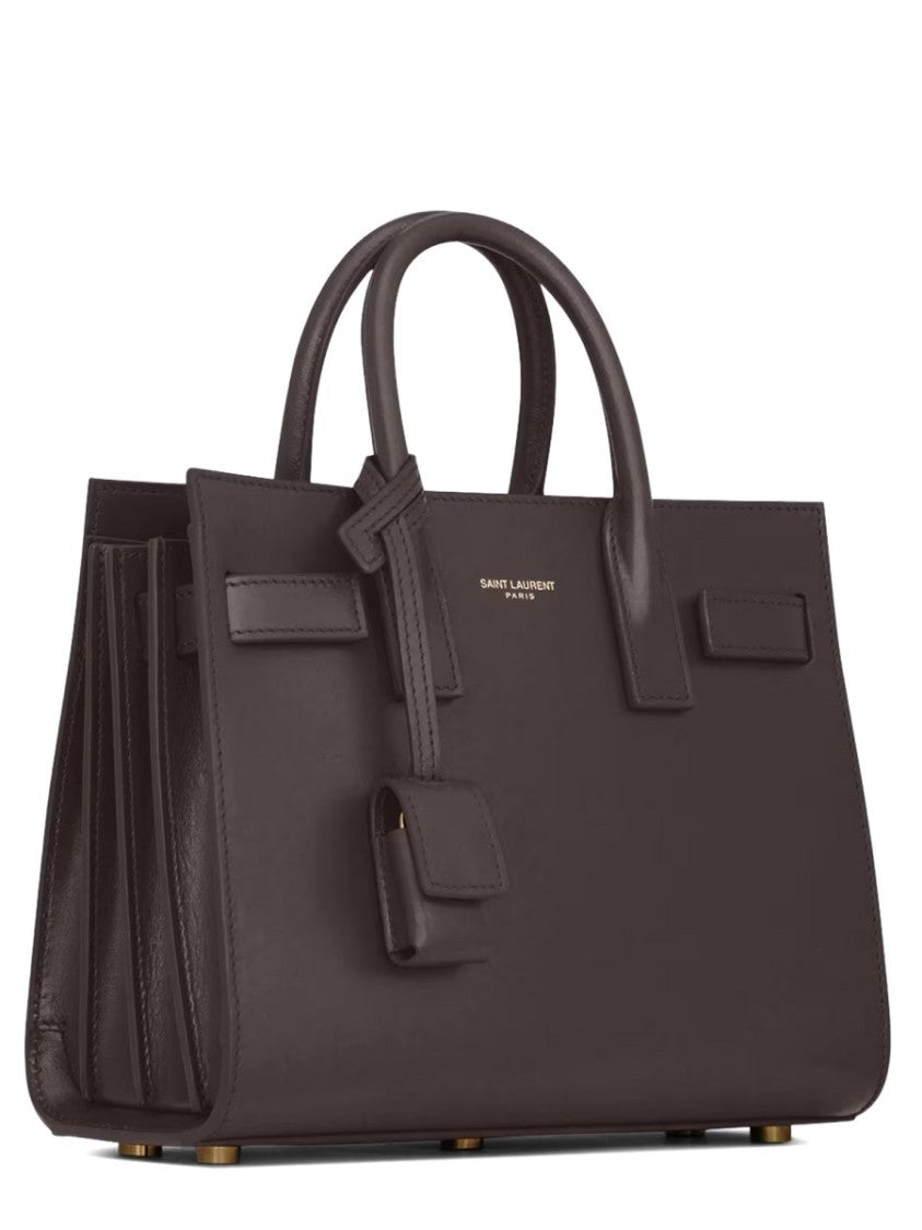 Saint Laurent Brown Sac De Jour Nano Lambskin Structured Handbag