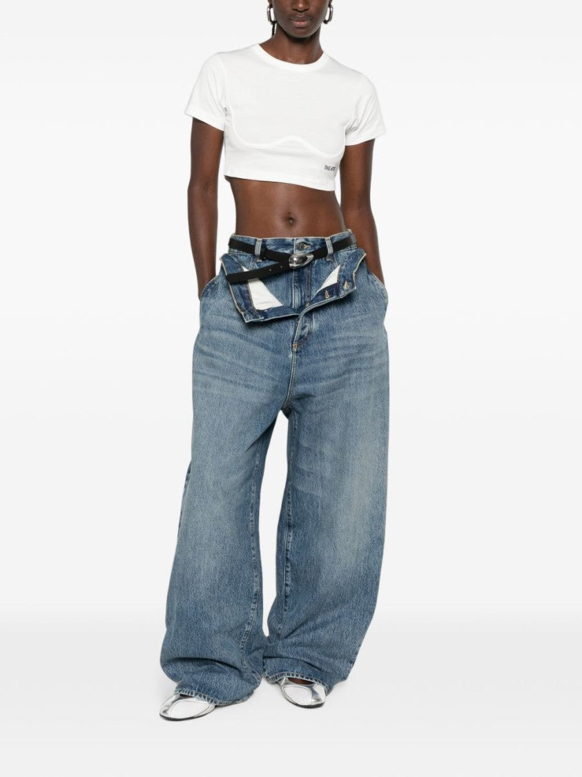 The Attico Cropped Short-Sleeved Cotton T-Shirt