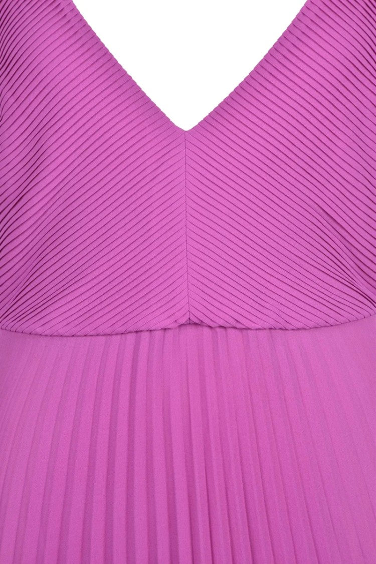 Patrizia Pepe Long Purple Pleated Dress