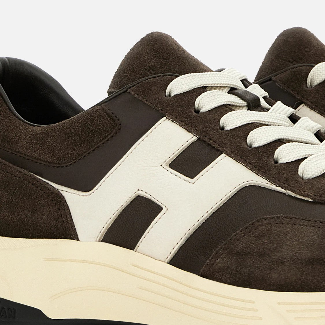 Hogan Refined Brown Calfskin And Mutton Leather Sneakers
