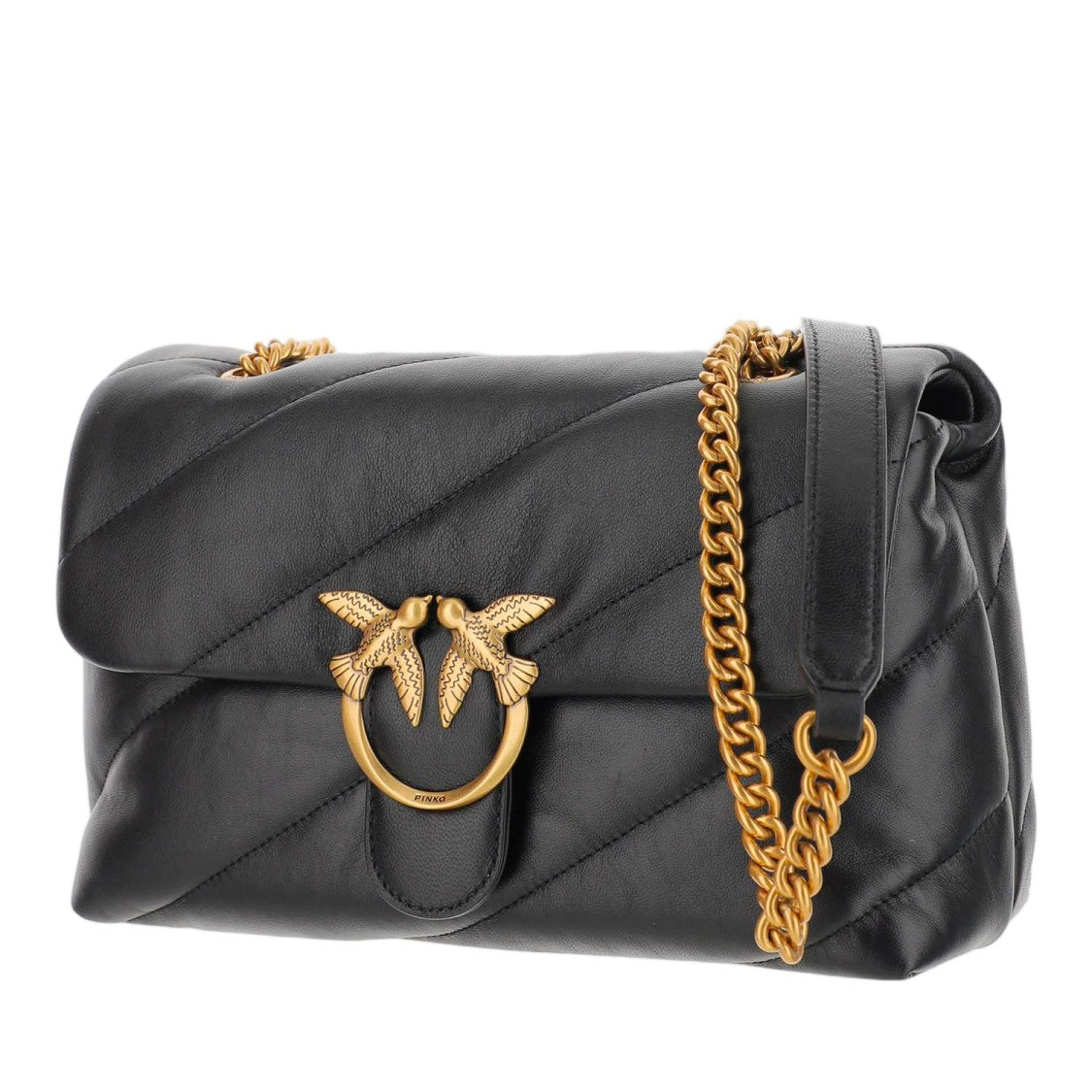 Pinko Nappa Leather Quilted Love Classic Puff Bag