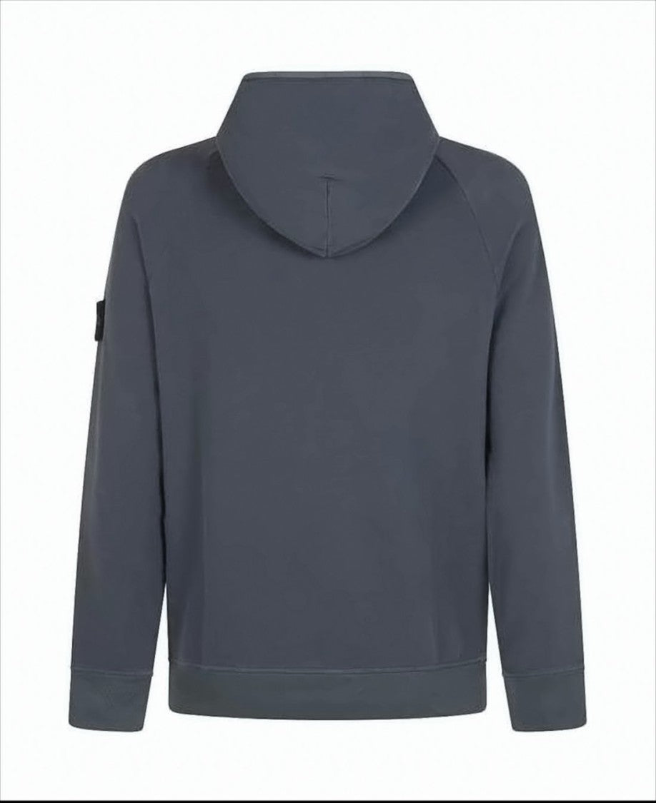 Stone Island Relaxed Fit Blue-Gray Hoodie With Distinctive Patch