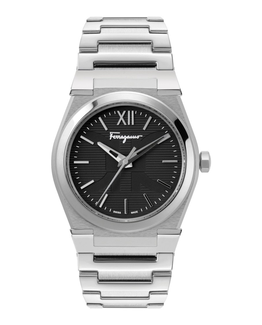 Ferragamo Vega Stainless Steel Black Dial Watch